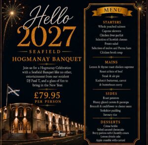 Hogmanay at the seafield arms event poster