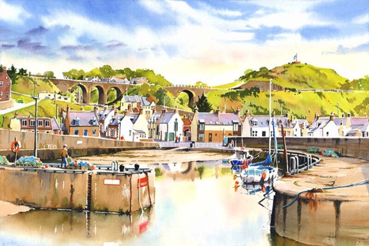 Cullen Harbour View Painting by Rob Wigham