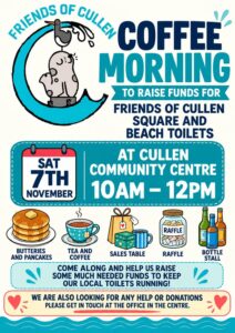 Friends of Cullen Toilets group coffee morning poster