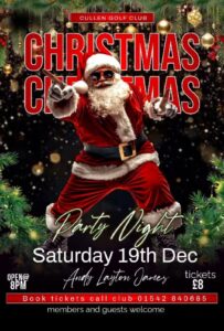 Cullen Links Golf Club Christmas party night poster with santa